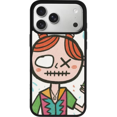Coque iPhone 17 Pro Max - Silicone rigide noir Little Girl Sketch