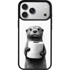 Coque iPhone 18 Pro Max / 17 Pro Max - Silicone rigide noir Loutre papier de toilette