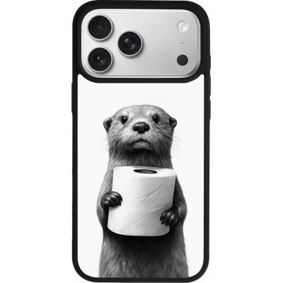 Coque iPhone 18 Pro Max / 17 Pro Max - Silicone rigide noir Loutre papier de toilette