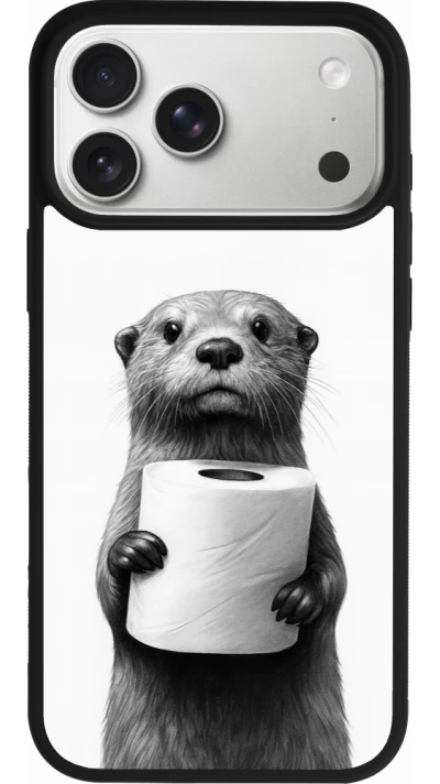iPhone 17 Pro Max Case Hülle - Silikon schwarz Otter Toilettenpapier