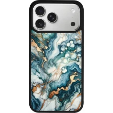Coque iPhone 17 Pro Max - Silicone rigide noir Marbre Vert Bleu Doré
