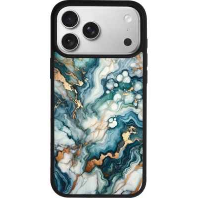 Coque iPhone 18 Pro Max / 17 Pro Max - Silicone rigide noir Marbre Vert Bleu Doré