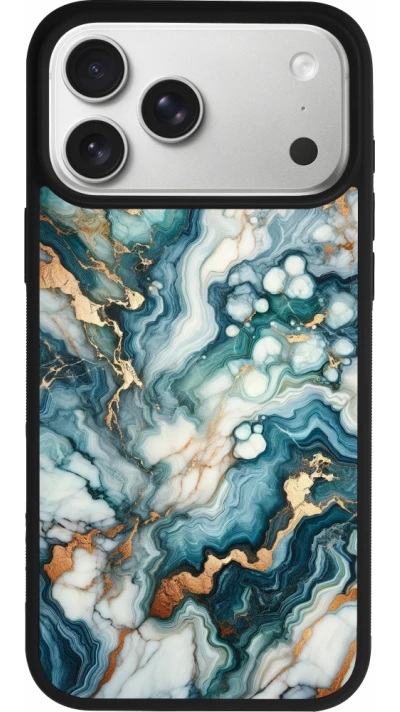 Coque iPhone 17 Pro Max - Silicone rigide noir Marbre Vert Bleu Doré