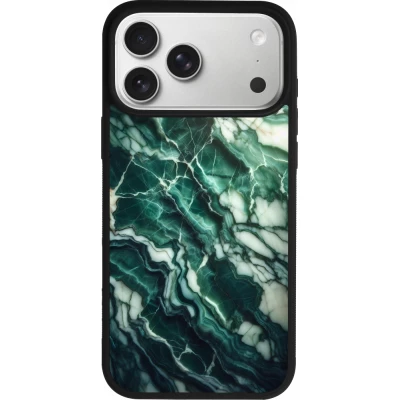 iPhone 17 Pro Max Case Hülle - Silikon schwarz Majestätischer grüner Marmor