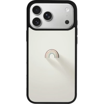 Coque iPhone 17 Pro Max - Silicone rigide noir Mini Rainbow Minimal