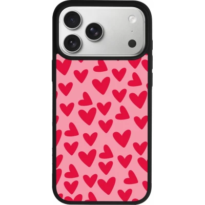 Coque iPhone 18 Pro Max / 17 Pro Max - Silicone rigide noir Mom 2024 petits coeurs