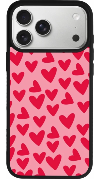 Coque iPhone 17 Pro Max - Silicone rigide noir Mom 2024 petits coeurs