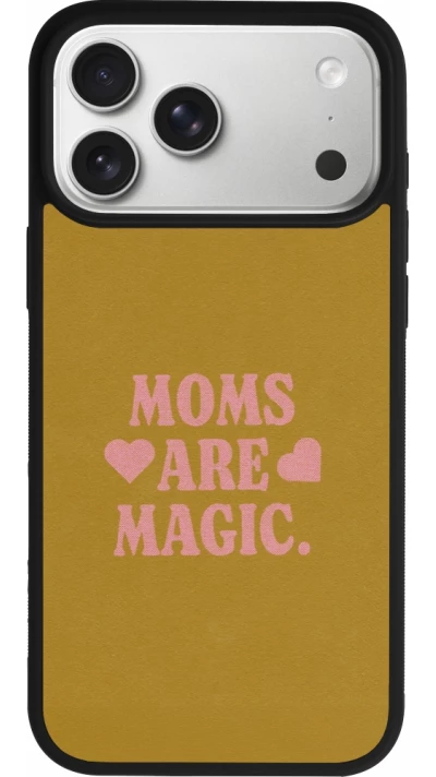 Coque iPhone 17 Pro Max - Silicone rigide noir Mom 2026 Are Magic