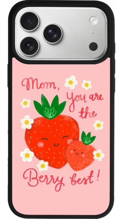 Coque iPhone 17 Pro Max - Silicone rigide noir Mom 2026 Berry best