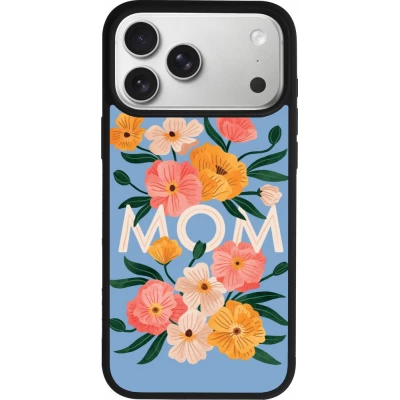 Coque iPhone 18 Pro Max / 17 Pro Max - Silicone rigide noir Mom 2026 Flowers