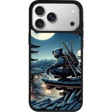 Coque iPhone 17 Pro Max - Silicone rigide noir Ninja sous la lune