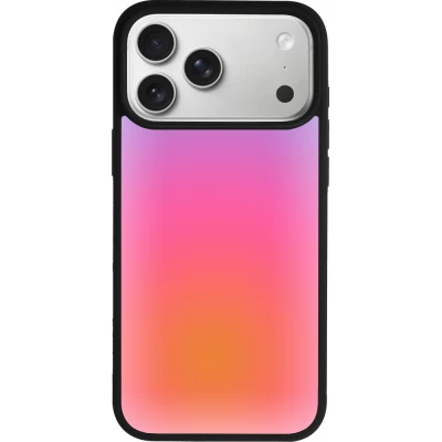 Coque iPhone 18 Pro Max / 17 Pro Max - Silicone rigide noir Orange Pink Blue Gradient