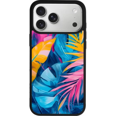 Coque iPhone 18 Pro Max / 17 Pro Max - Silicone rigide noir Palms Blue