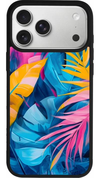 Coque iPhone 17 Pro Max - Silicone rigide noir Palms Blue