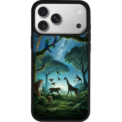 Coque iPhone 17 Pro Max - Silicone rigide noir Paradis des animaux exotiques
