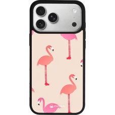 Coque iPhone 17 Pro Max - Silicone rigide noir Pink Flamingos Pattern