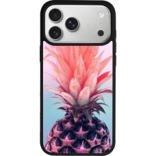 Coque iPhone 18 Pro Max / 17 Pro Max - Silicone rigide noir Purple Pink Pineapple