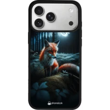 Coque iPhone 17 Pro Max - Silicone rigide noir Renard lune forêt
