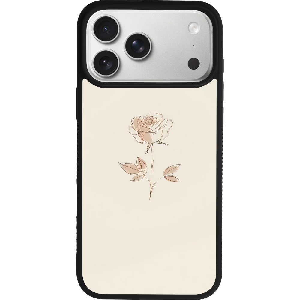 Coque iPhone 18 Pro Max / 17 Pro Max - Silicone rigide noir Sable Rose Minimaliste