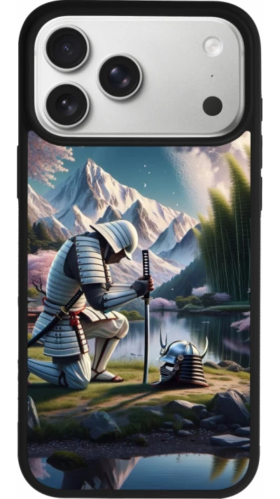 Coque iPhone 17 Pro Max - Silicone rigide noir Samurai Katana Lune