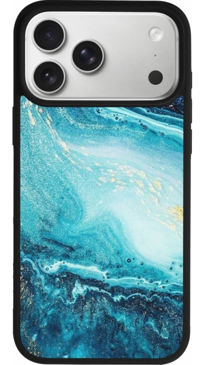 Coque iPhone 17 Pro Max - Silicone rigide noir Sea Foam Blue