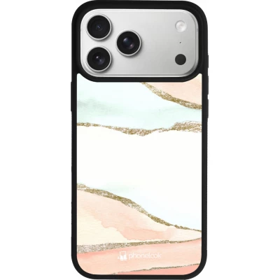 Coque iPhone 17 Pro Max - Silicone rigide noir Shimmering Orange