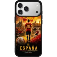Coque iPhone 18 Pro Max / 17 Pro Max - Silicone rigide noir Football Espagne splash 2026