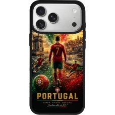Coque iPhone 18 Pro Max / 17 Pro Max - Silicone rigide noir Football Portugal splash 2026