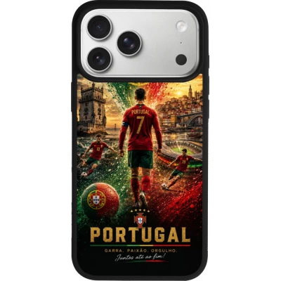 Coque iPhone 18 Pro Max / 17 Pro Max - Silicone rigide noir Football Portugal splash 2026