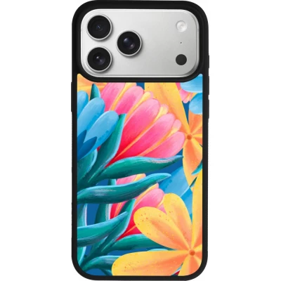 Coque iPhone 18 Pro Max / 17 Pro Max - Silicone rigide noir Spring 23 colorful flowers