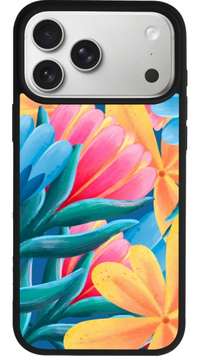 iPhone 17 Pro Max Case Hülle - Silikon schwarz Spring 23 colorful flowers