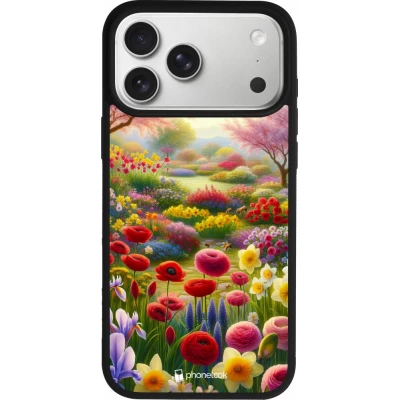 Coque iPhone 18 Pro Max / 17 Pro Max - Silicone rigide noir Spring 25 Bouquet printemps