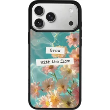 Coque iPhone 18 Pro Max / 17 Pro Max - Silicone rigide noir Summer 2025 Grow with the flow