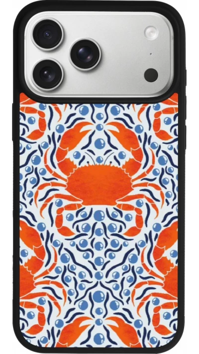 Coque iPhone 17 Pro Max - Silicone rigide noir Crabs and pearls Summer 2026