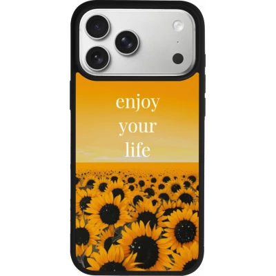 Coque iPhone 17 Pro Max - Silicone rigide noir Summer 2026 Enjoy your life