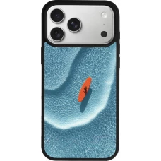 Coque iPhone 17 Pro Max - Silicone rigide noir Orange surf Summer 2026
