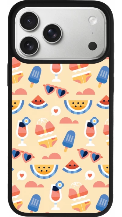 Coque iPhone 17 Pro Max - Silicone rigide noir Pattern Summer 2026