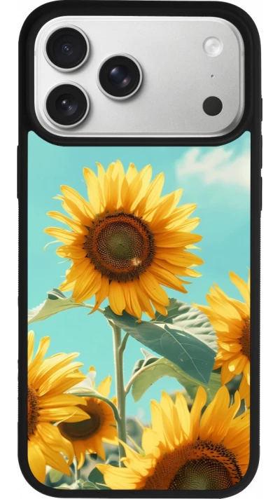 Coque iPhone 17 Pro Max - Silicone rigide noir Sunflowers Summer 2026