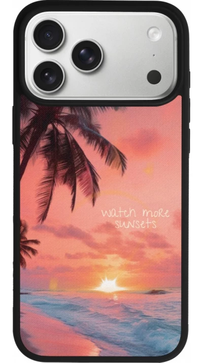 Coque iPhone 17 Pro Max - Silicone rigide noir Watch more sunsets Summer 2026