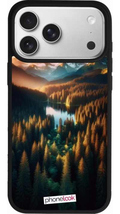 iPhone 17 Pro Max Case Hülle - Silikon schwarz Sonnenuntergang Waldsee