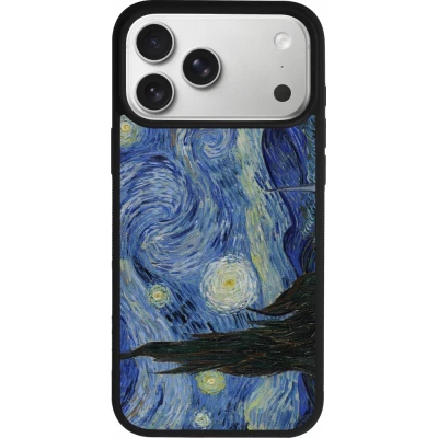 Coque iPhone 17 Pro Max - Silicone rigide noir Tableau art - La Nuit étoilée - Van Gogh