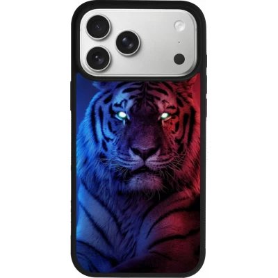 Coque iPhone 18 Pro Max / 17 Pro Max - Silicone rigide noir Tiger Blue Red