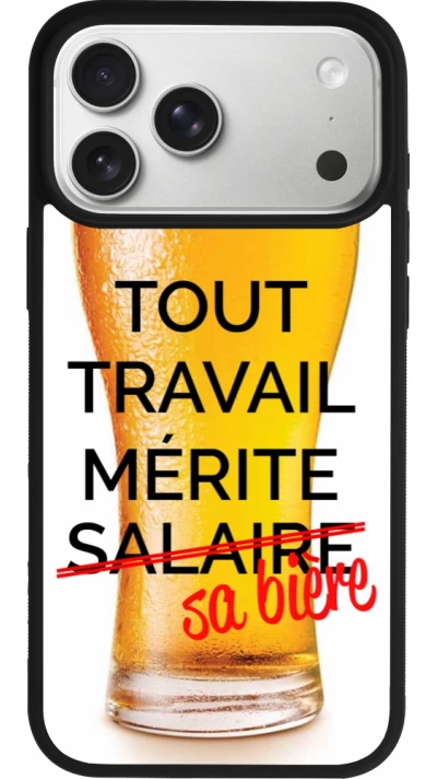 iPhone 17 Pro Max Case Hülle - Silikon schwarz Tout travail mérite sa bière