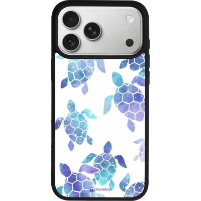 Coque iPhone 18 Pro Max / 17 Pro Max - Silicone rigide noir Turtles pattern watercolor