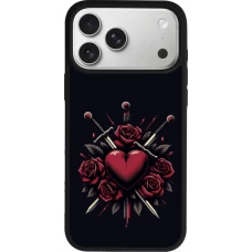Coque iPhone 17 Pro Max - Silicone rigide noir Valentine 2024 gothic love