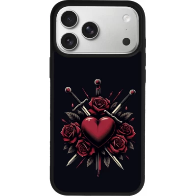Coque iPhone 18 Pro Max / 17 Pro Max - Silicone rigide noir Valentine 2024 gothic love