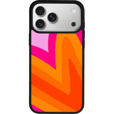 Coque iPhone 18 Pro Max / 17 Pro Max - Silicone rigide noir Valentine 2024 heart gradient