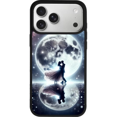 Coque iPhone 18 Pro Max / 17 Pro Max - Silicone rigide noir Valentine 2024 Love under the moon