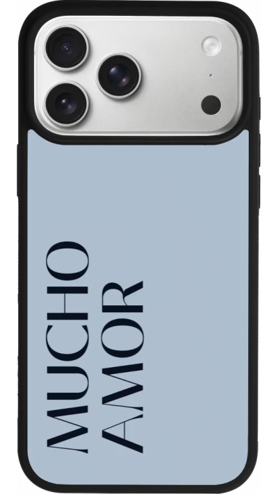 iPhone 17 Pro Max Case Hülle - Silikon schwarz Valentine 2024 mucho amor azul