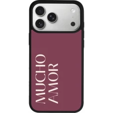 Coque iPhone 17 Pro Max - Silicone rigide noir Valentine 2024 mucho amor rosado